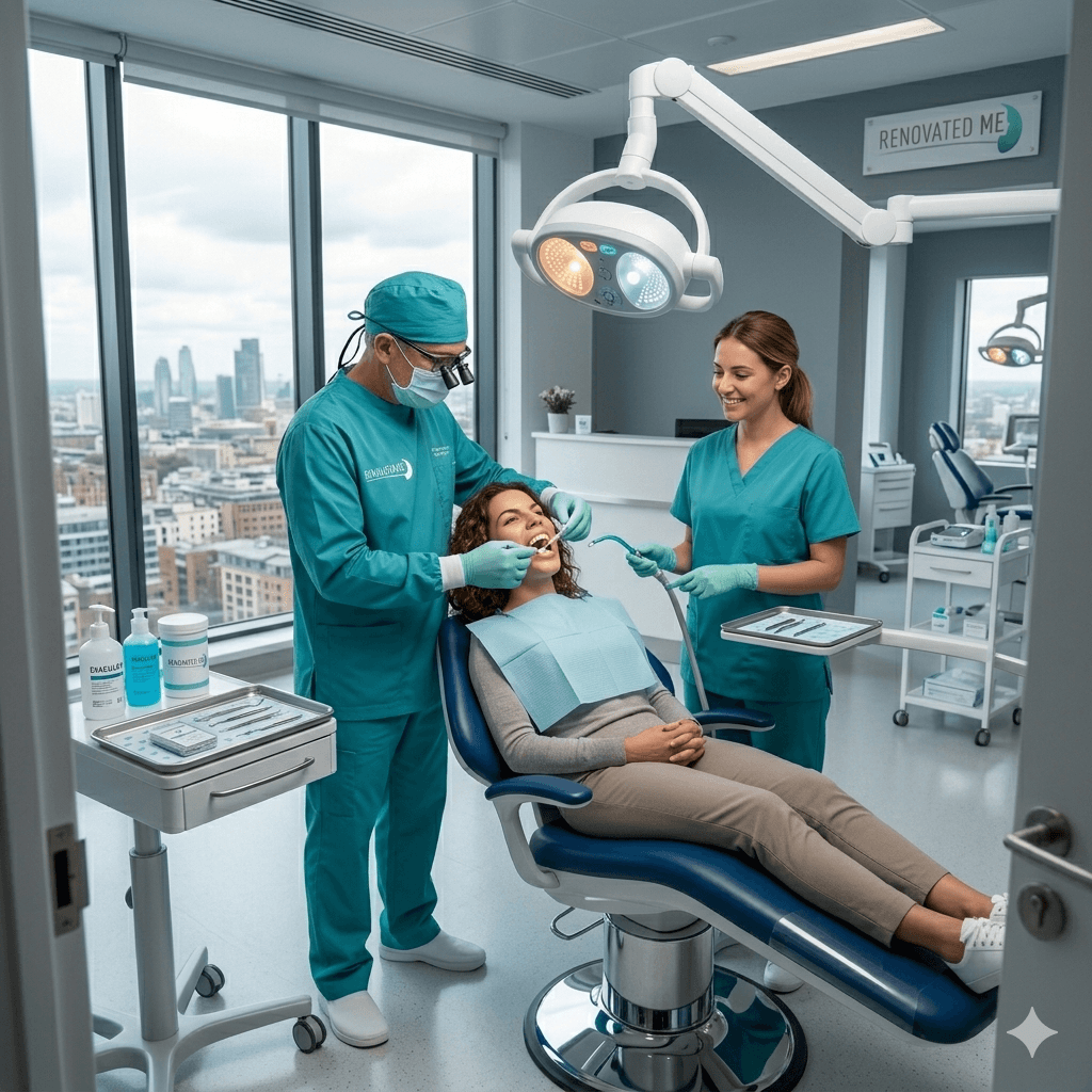 A set of finished E-max porcelain crowns placed on a stone dental model, catching the light to display a highly realistic, light-reflecting enamel quality.