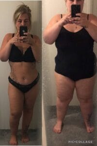 A screen capture from a verified patient video review, featuring Ceri C. discussing her successful life-changing bariatric journey with Renovated Me.